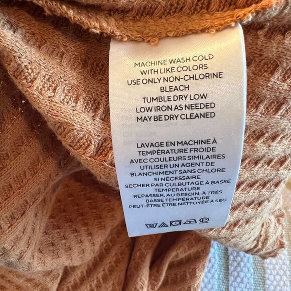 Free People Juicy Long Sleeve Cowl Neck Waffle Knit Split Back Top Mustard Sweat - Picture 11 of 16